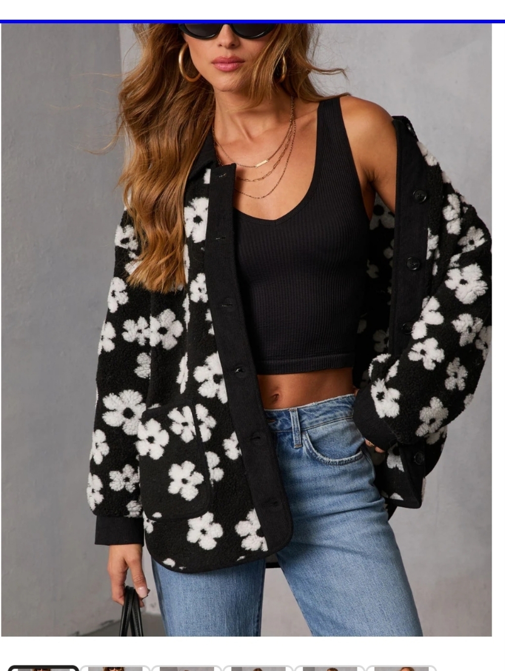 Vici Black and White Floral Button-Up Jacket